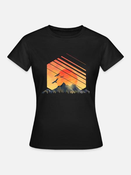 Lever de soleil sur les montagnes - T-shirt Femme - noir