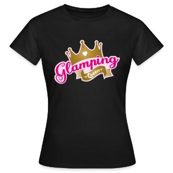 Glamping Queen Camping Camper Urlaub Natur - Frauen T-Shirt - Schwarz - Vorne - AI Model Female 172 dark (172cm)