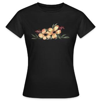 Watercolor flowers yellow - Women's T-Shirt - black - Front - AI Model Female 172 dark (172cm)