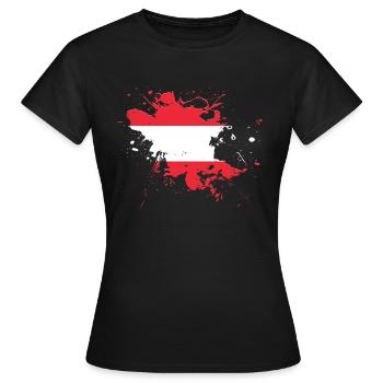 Oesterreich Flagge als Farbklecks - Frauen T-Shirt - Schwarz - Vorne - AI Model Female 172 dark (172cm)