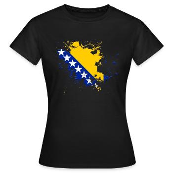 Bosnien und Herzegowina Flagge als Farbklecks - Frauen T-Shirt - Schwarz - Vorne - AI Model Female 172 dark (172cm)