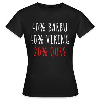 40% Barbu 40% Viking 20% Ours Homme Père Papy pépé - T-shirt Femme - noir - Devant - AI Model Female 172 dark (172cm)
