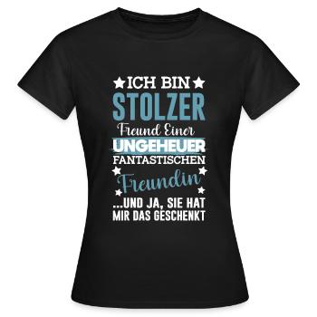 Freund Stolzer Fantastisch Humor Lustiger Spruch - Frauen T-Shirt - Schwarz - Vorne - AI Model Female 172 dark (172cm)