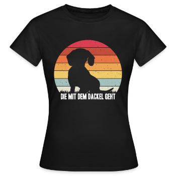 Die mit dem Dackel geht - Dackel Mama Muttertag Ge - Frauen T-Shirt - Schwarz - Vorne - AI Model Female 172 dark (172cm)