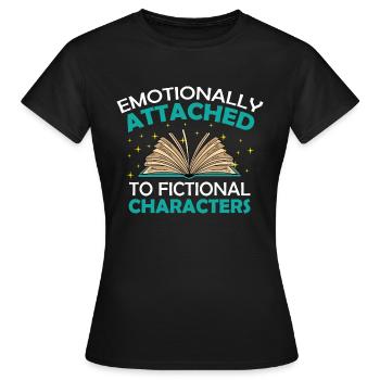 Emotional gebunden Fiktiophilie. Geschenk - Frauen T-Shirt - Schwarz - Vorne - AI Model Female 172 dark (172cm)