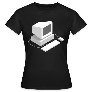 Retro Computer Gamer Lan Party Programmierer Spiel - Frauen T-Shirt - Schwarz - Vorne - AI Model Female 172 dark (172cm)