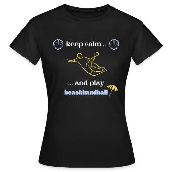 Beach handball design motif for beach handball players - Women's T-Shirt - black - Front - AI Model Female 172 dark (172cm)