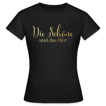 Die Schöne und das Bier - Frauen T-Shirt - Schwarz - Vorne - AI Model Female 172 dark (172cm)