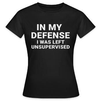 Pour ma défense, j’ai été laissé sans surveillance - T-shirt Femme - noir - Devant - AI Model Female 172 dark (172cm)