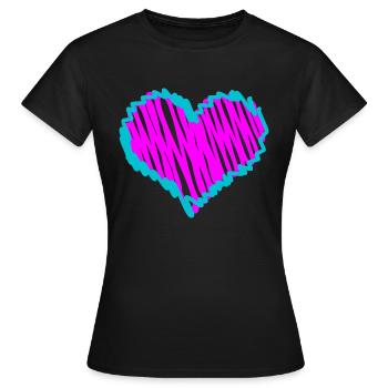 Cœur rose - T-shirt Femme - noir - Devant - AI Model Female 172 dark (172cm)