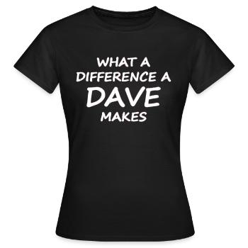 Quelle différence un t-shirt Dave fait - T-shirt Femme - noir - Devant - AI Model Female 172 dark (172cm)