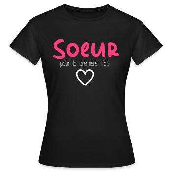 Soeur pour la première fois - T-shirt Femme - noir - Devant - AI Model Female 172 dark (172cm)