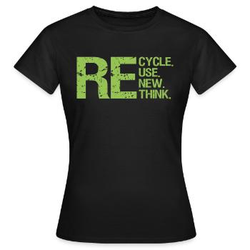 ReCycle ReUse ReNew ReThink - Frauen T-Shirt - Schwarz - Vorne - AI Model Female 172 dark (172cm)