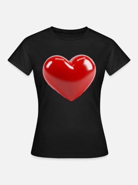 Ein 3D-Herz - Frauen T-Shirt - Schwarz