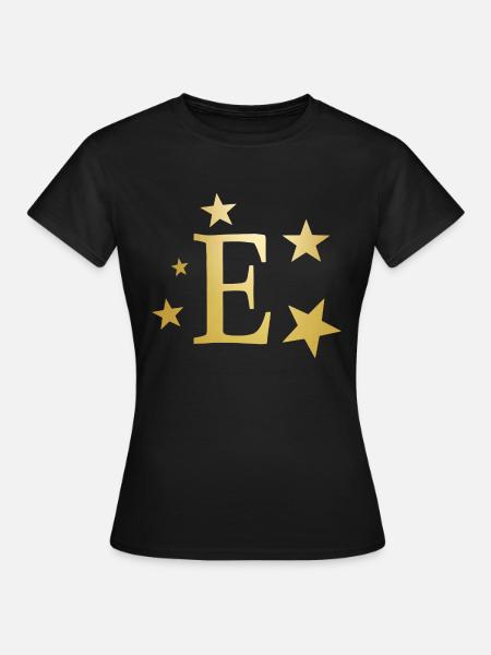 Buchstabe E mit Sternen - Frauen T-Shirt - Schwarz