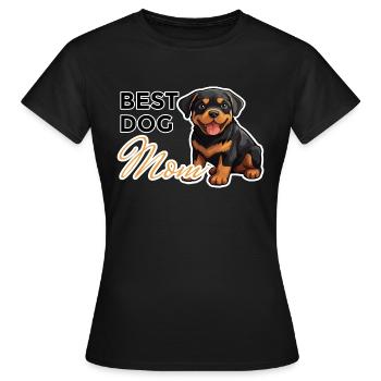 Best DOG MOM mit niedlichem Baby Rottweiler - Frauen T-Shirt - Schwarz - Vorne - AI Model Female 172 dark (172cm)