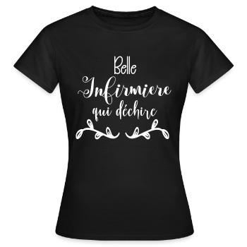 belle Infirmiere qui déchire - T-shirt Femme - noir - Devant - AI Model Female 172 dark (172cm)