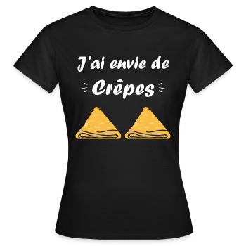 Crêpes Bretagne humour crêpe - T-shirt Femme - noir - Devant - AI Model Female 172 dark (172cm)