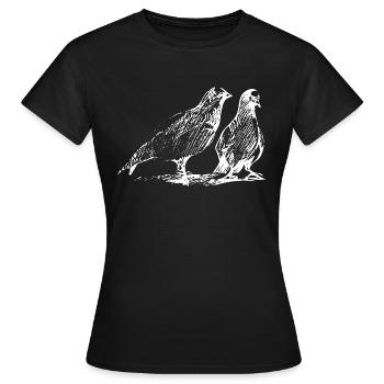 Taube Paar Skizze Tinte - Frauen T-Shirt - Schwarz - Vorne - AI Model Female 172 dark (172cm)