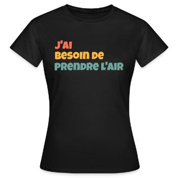 prendre l air - T-shirt Femme - noir - Devant - AI Model Female 172 dark (172cm)