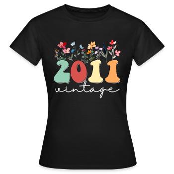 13 ans vintage 2011 13e anniversaire de filles sauvage - T-shirt Femme - noir - Devant - AI Model Female 172 dark (172cm)
