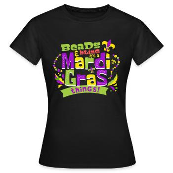 Perles et bling C’est un Mardi Gras choses - T-shirt Femme - noir - Devant - AI Model Female 172 dark (172cm)