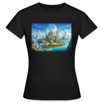 wunderschöne mythische Orte – Atlantis vor dem Untergang - Frauen T-Shirt - Schwarz - Vorne - AI Model Female 172 dark (172cm)