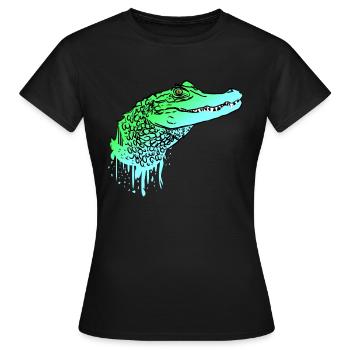 Krokodil Kroko Echse Alligator - Frauen T-Shirt - Schwarz - Vorne - AI Model Female 172 dark (172cm)