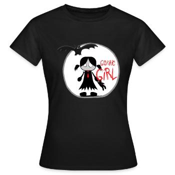 Shirt - Gothic Girl .. Gothic girl with Bat - Women's T-Shirt - black - Front - AI Model Female 172 dark (172cm)