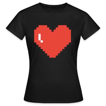 Großes Herz Pixel Art - Frauen T-Shirt - Schwarz - Vorne - AI Model Female 172 dark (172cm)