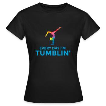 Handstand Turnen Gymnastik Spruch lustig Geschenk - Frauen T-Shirt - Schwarz - Vorne - AI Model Female 172 dark (172cm)