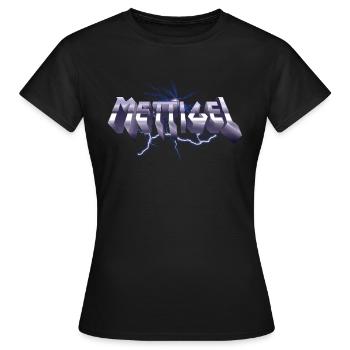 Mettigel T Shirt Design Heavy Metal Schriftzug - Frauen T-Shirt - Schwarz - Vorne - AI Model Female 172 dark (172cm)