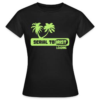 serial tourist citation palm loading humor - Women's T-Shirt - black - Front - AI Model Female 172 dark (172cm)