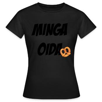 Minga oida - München - Brezel - Frauen T-Shirt - Schwarz - Vorne - AI Model Female 172 dark (172cm)