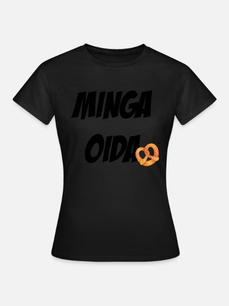 Minga oida - München - Brezel - Frauen T-Shirt - Schwarz