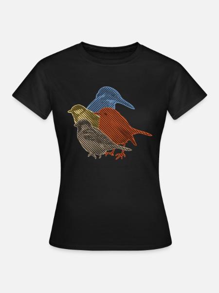 Vogel-Sammlung in Linie Kunst - Frauen T-Shirt - Schwarz