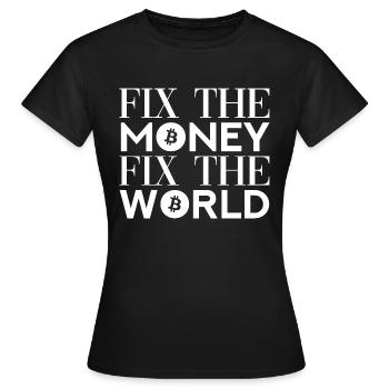 Fix The Money Fix The World - Bitcoin Love - Women's T-Shirt - black - Front - AI Model Female 172 dark (172cm)