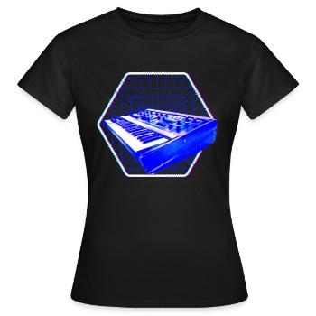 Synthétiseur Glitch Esthétique Analogique - T-shirt Femme - noir - Devant - AI Model Female 172 dark (172cm)