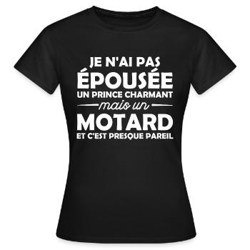 j ai épousée un motard / femme de motard - T-shirt Femme - noir - Devant - AI Model Female 172 dark (172cm)