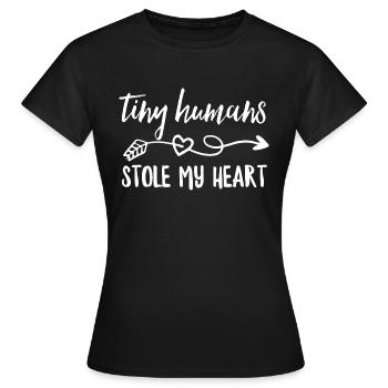 De minuscules humains ont volé mon cœur - T-shirt Femme - noir - Devant - AI Model Female 172 dark (172cm)