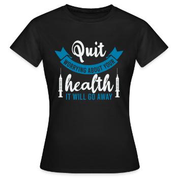 PUIT SORGEN UM IHRE GESUNDHEIT ES WIRD VERSCHWINDEN - Frauen T-Shirt - Schwarz - Vorne - AI Model Female 172 dark (172cm)