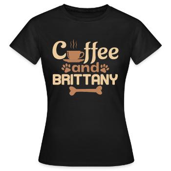 coffe and Brittany pet lover - Women's T-Shirt - black - Front - AI Model Female 172 dark (172cm)
