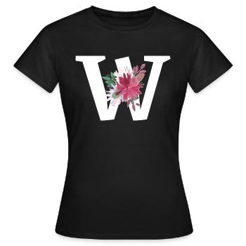 Brief mit Blumen - Frauen T-Shirt - Schwarz - Vorne - AI Model Female 172 dark (172cm)