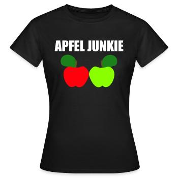Apfel junkie - Frauen T-Shirt - Schwarz - Vorne - AI Model Female 172 dark (172cm)