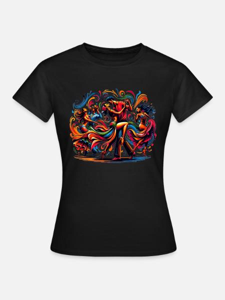 Scène de salsa colorée - T-shirt Femme - noir