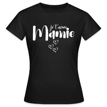 je t aime Mamie - cadeau pour grand mere - T-shirt Femme - noir - Devant - AI Model Female 172 dark (172cm)