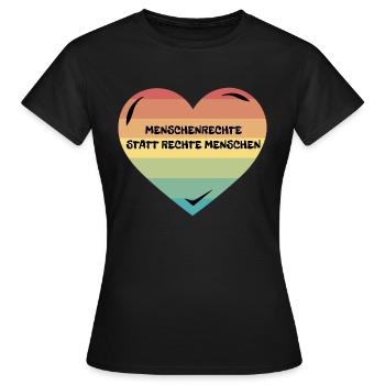 Regenbogen Herz Menschenrechte Demonstration - Frauen T-Shirt - Schwarz - Vorne - AI Model Female 172 dark (172cm)