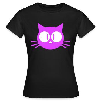 Neugierige Katze Guckt Lustig Ulkig Albern Komisch - Frauen T-Shirt - Schwarz - Vorne - AI Model Female 172 dark (172cm)