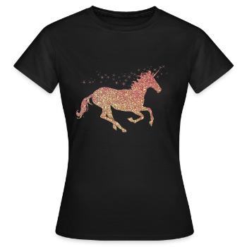 Das goldene glitzer Einhorn - Frauen T-Shirt - Schwarz - Vorne - AI Model Female 172 dark (172cm)