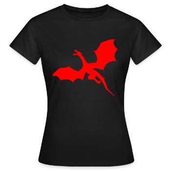 Rotes Drachen Motiv - Frauen T-Shirt - Schwarz - Vorne - AI Model Female 172 dark (172cm)